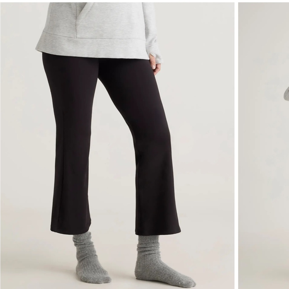 Quince Black Cropped Flare Pants